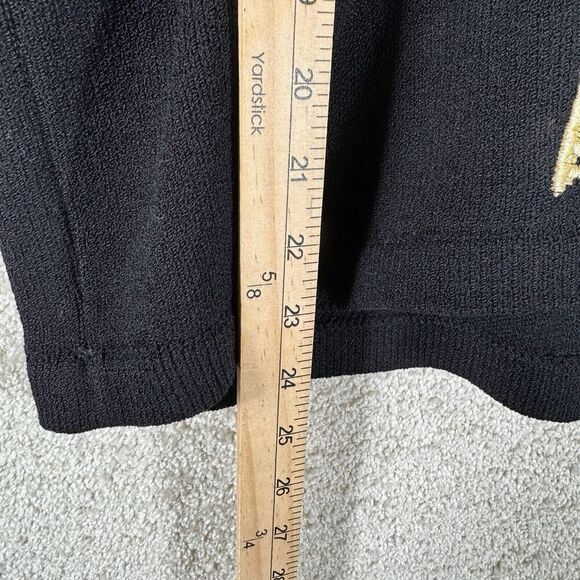 St John Santana Knit Sweater Black Key Chain Size‎ Small Mock Neck Shoulder Pads - Picture 9 of 13